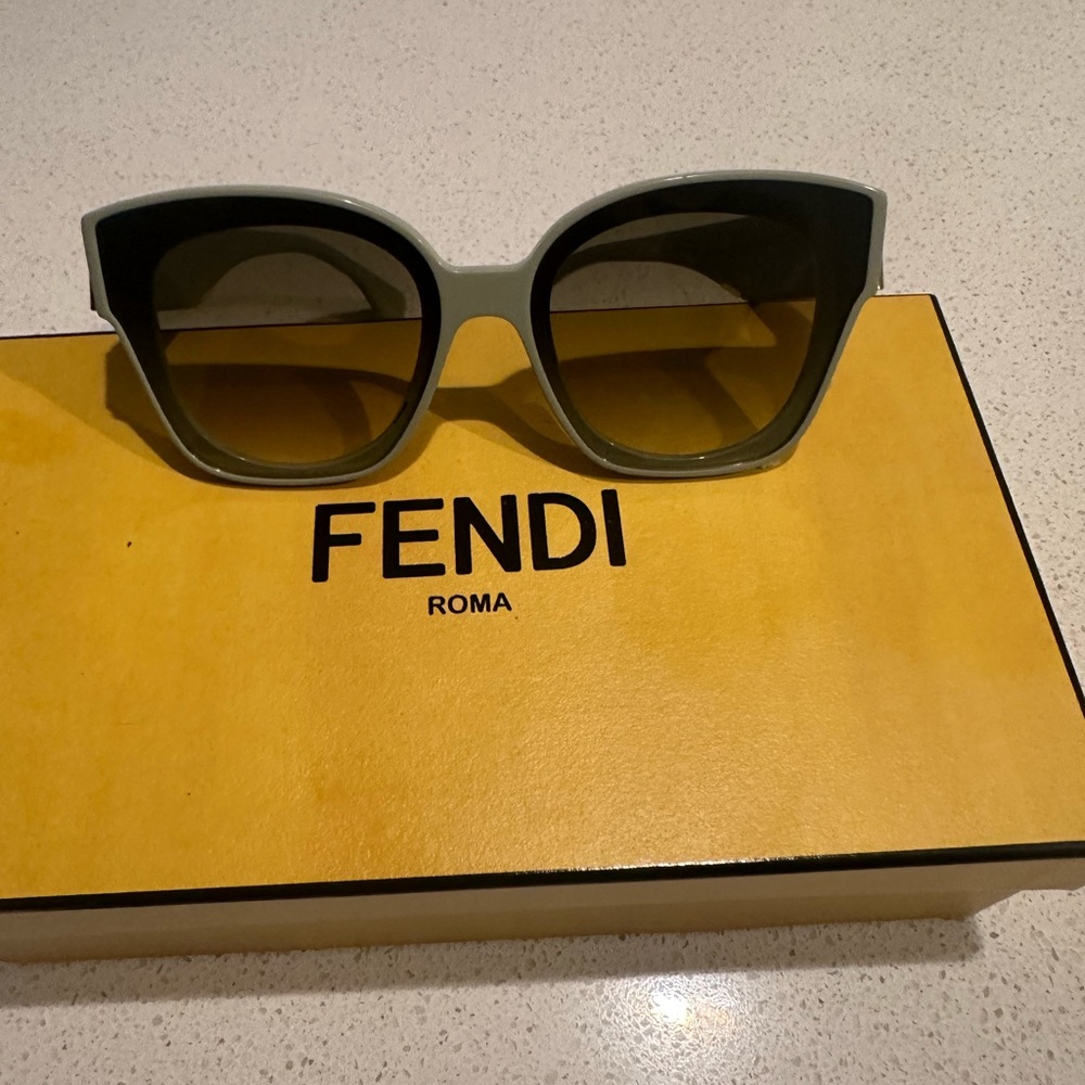 Authentic Fendi First light green shades with gold F logo. Like new.